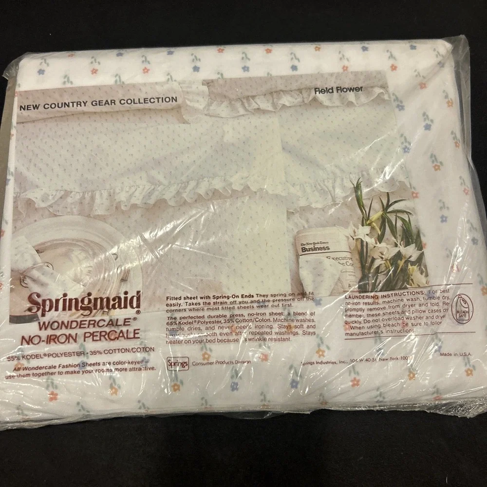 New Vintage SPRINGMAID Wondercale‎ Country Gear Field Flower Twin Flat Sheet